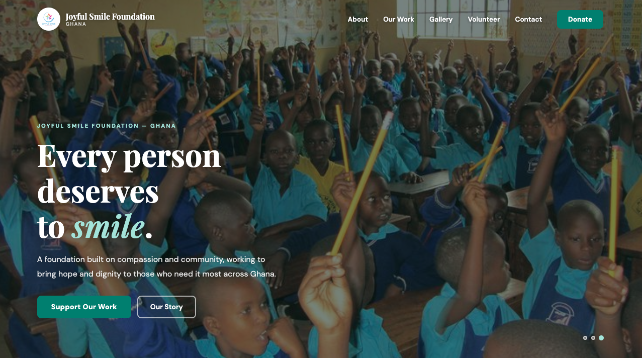 Joyful Smile Foundation website screenshot